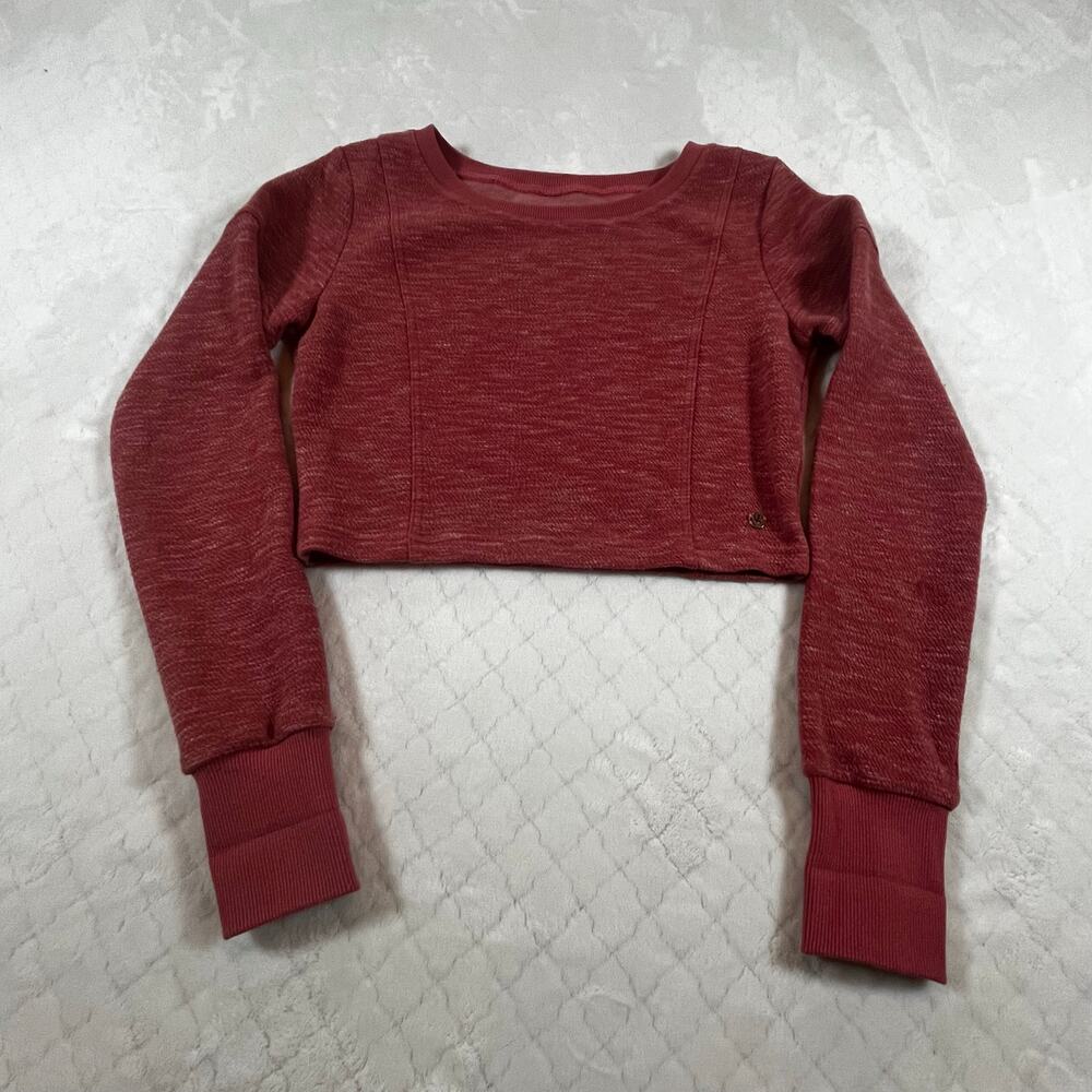 BUFFBUNNY Goal Digger LS Crop Pullover Top W/Thumbholes Sz XS In Salmon Color